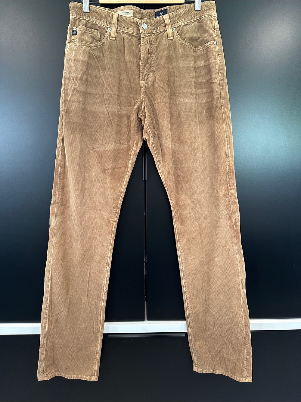 AG Adriano Goldschmied The Graduate Tailored Leg Corduroy Pants Tan Brown 32